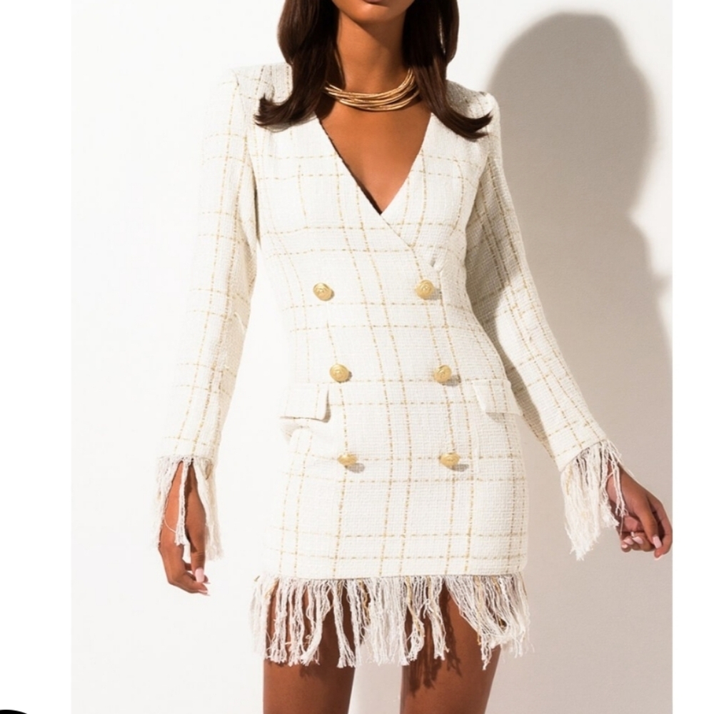 Akira Worth It Fringe Blazer Dress